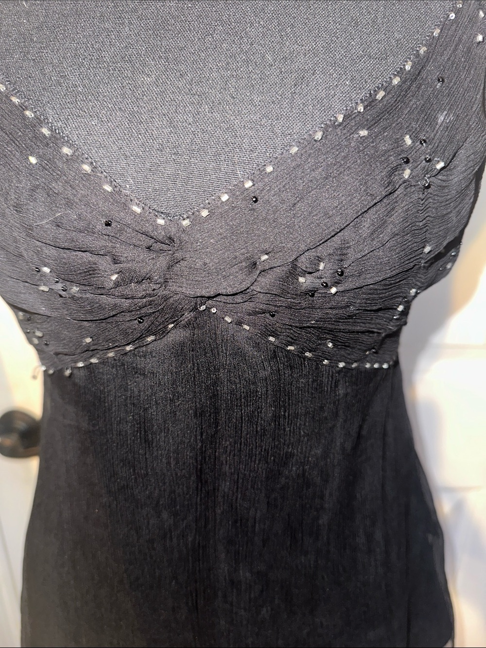 White House Black Market Black Beaded Twist-Front Camisole Top - Picture 5 of 9